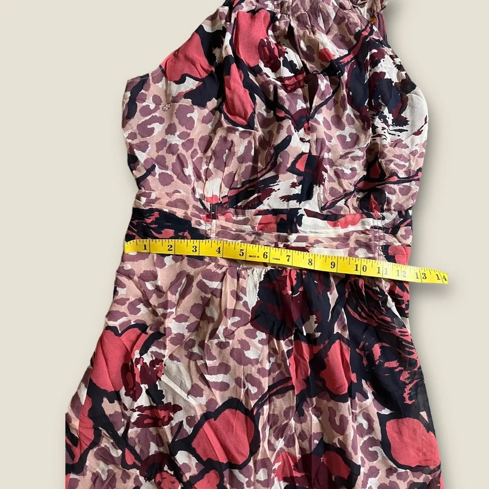 Tory Burch Dress Women's Sz 4 Floral Animal Lined Silk Halter Sleeveless READ! ✅